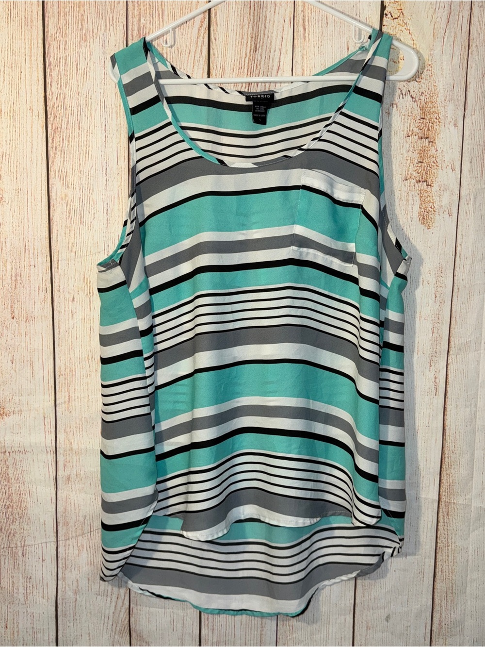 torrid Turquoise, Gray & Black Striped Sleeveless Tank , Sz 1 1X